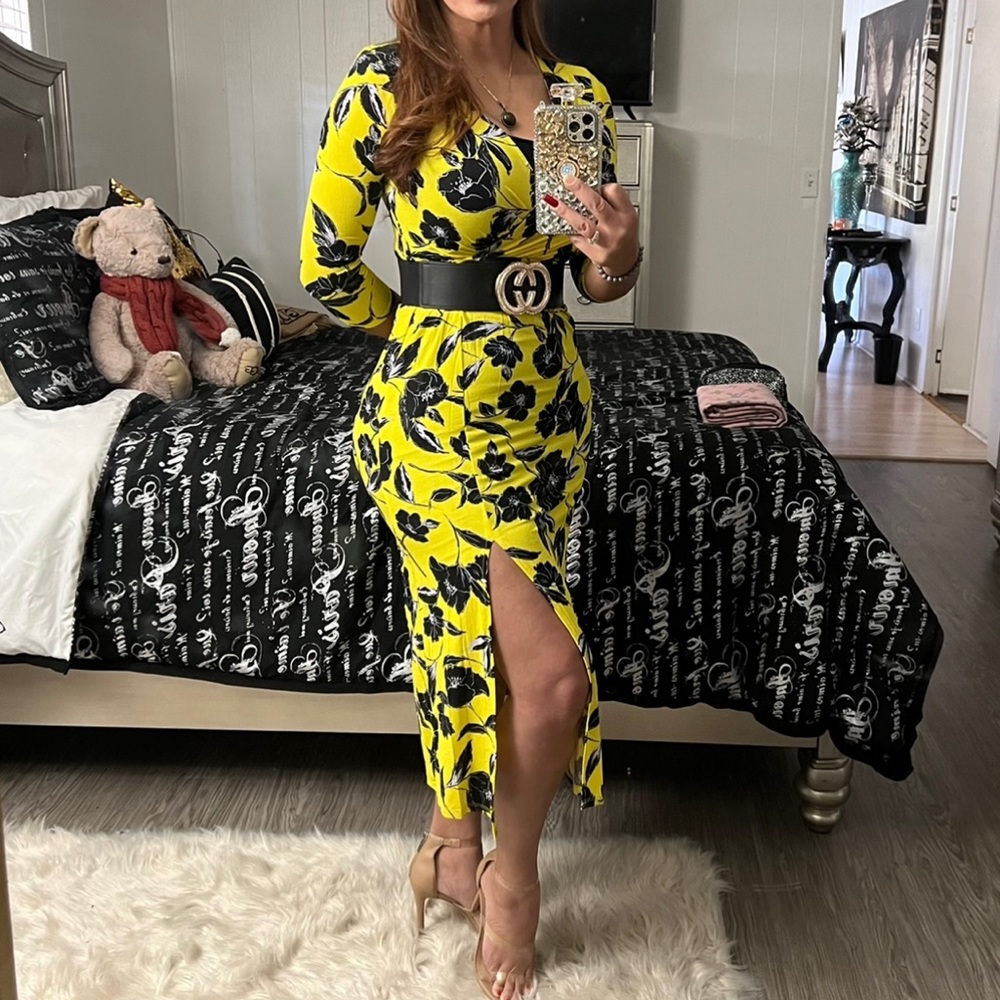 Yellow and black dress